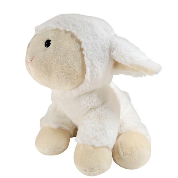 White Lamb Plush Stuffed Animal Soft Fleece 10" Laying Cuddly Toy Gund - Picture 6 of 16